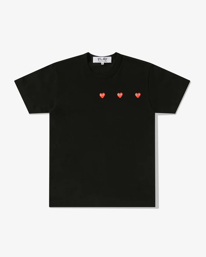 t-shirt noir play multi red heart
