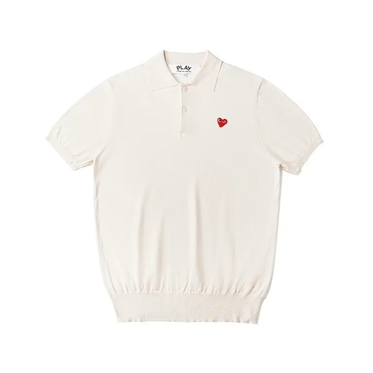 polo unisexe à manches courtes cdg play blanc cassé