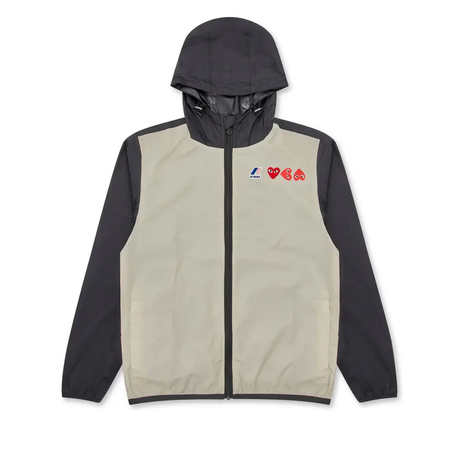 veste zippée beige et noire cdg x k-way