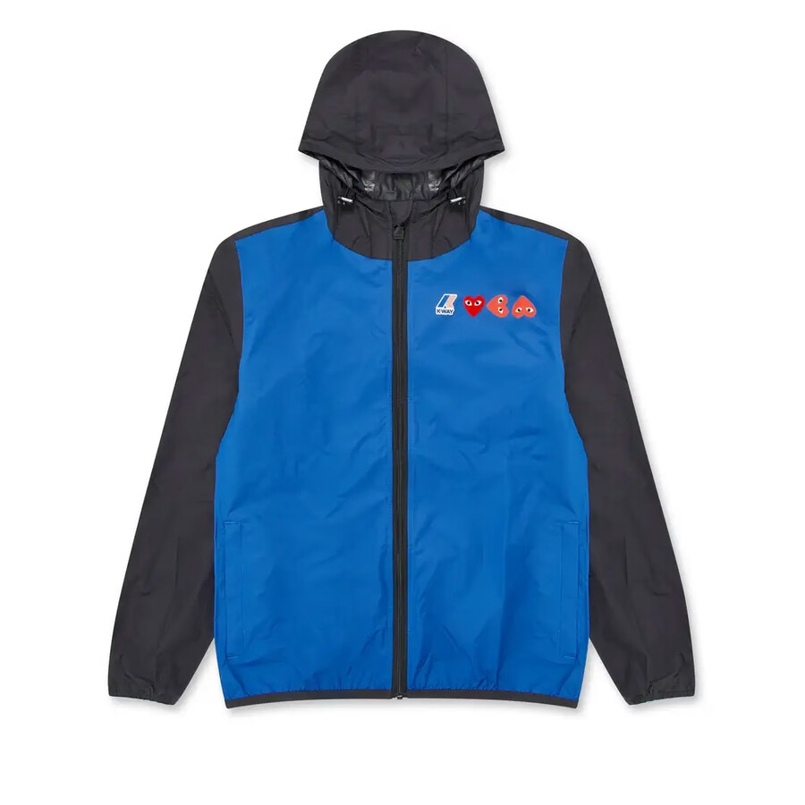 veste zippée bleue et noire cdg x k-way